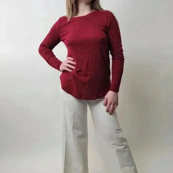 Old Navy Paper Thin Long Sleeve Heather Red - S - Picture 2 of 7